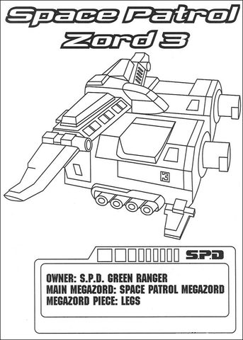 Space Patrol Zord 3  Coloring Page